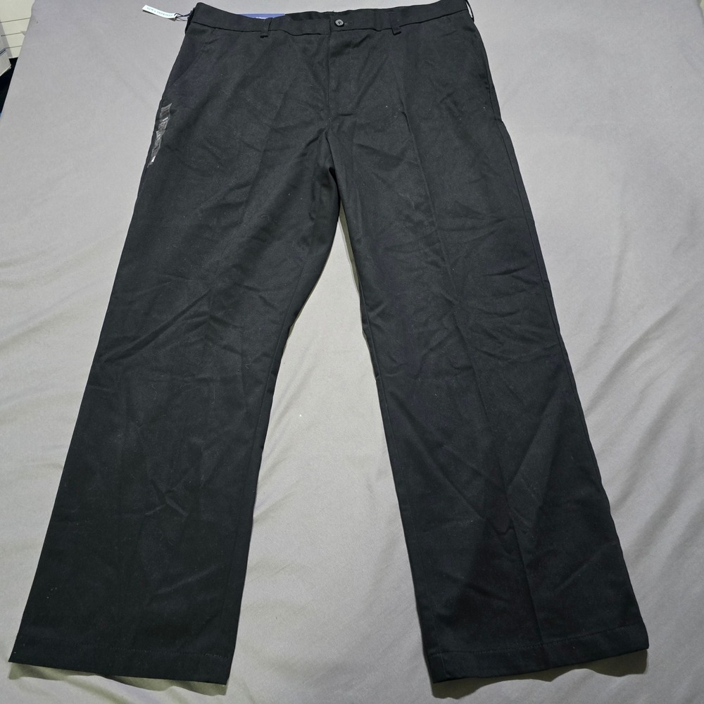 Croft & Barrow Khaki Pants Mens 38x30 Black Classic Fit Easy Care Flat Front